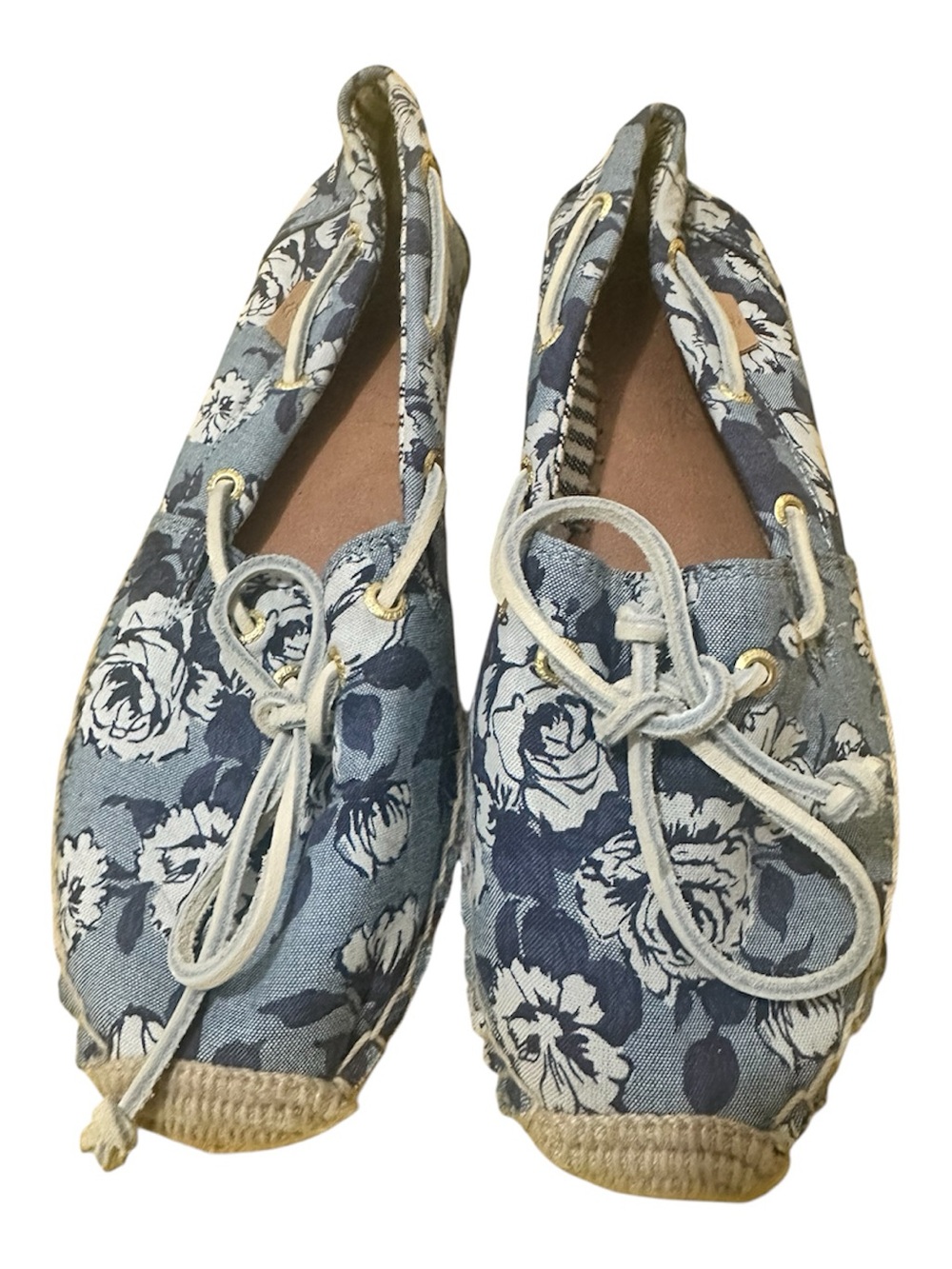 Sperry Women's Blue Floral Fabric Boat Style Shoe Espadrilles 7.5